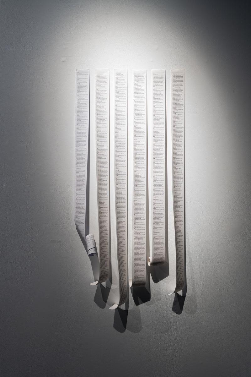 © Nina White - Installation view of receipts, part of the work "Index" which accompanies "the particular grid of a system of knowledge".