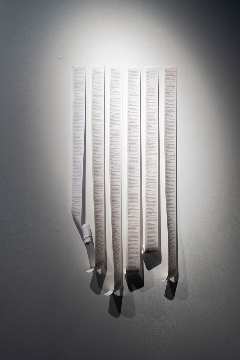 © Nina White - Installation view of receipts, part of the work "Index" which accompanies "the particular grid of a system of knowledge".