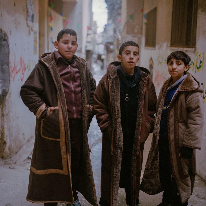 © Fabrizio Bilello - Three kids pose for a portrait. Balata camp, Nablus
