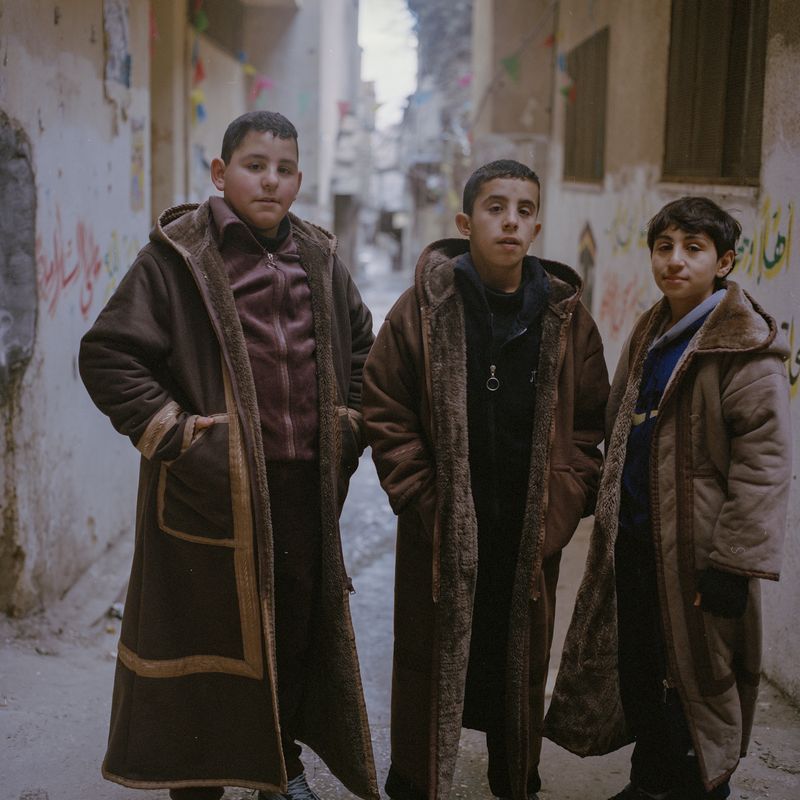 © Fabrizio Bilello - Three kids pose for a portrait. Balata camp, Nablus