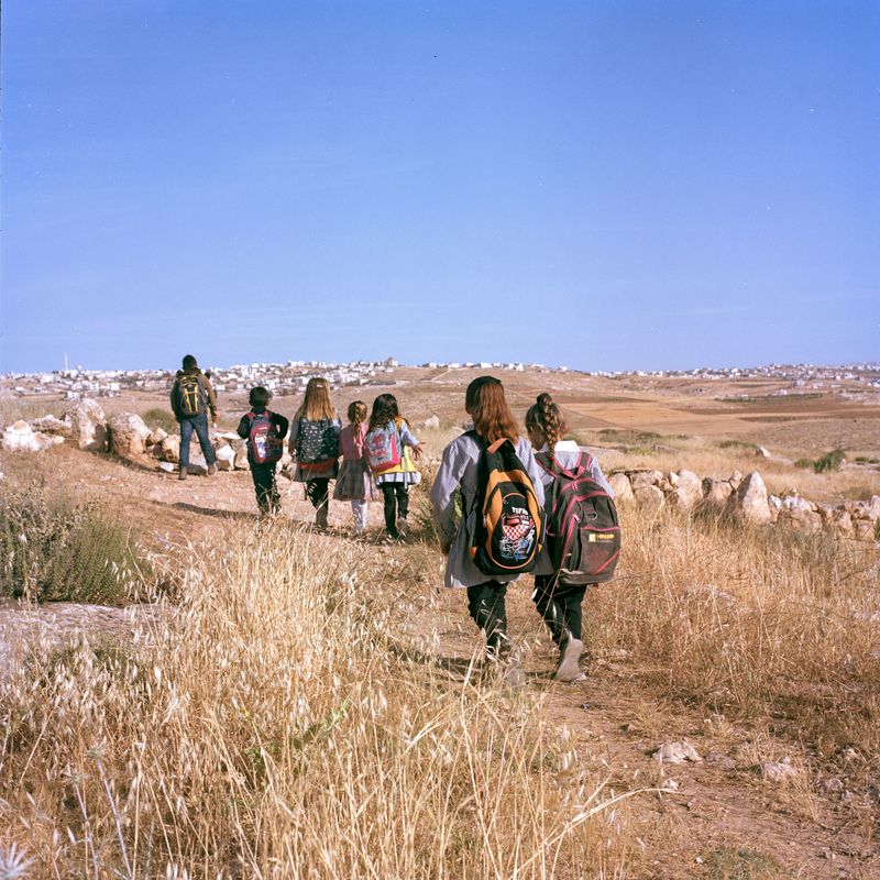 © Fabrizio Bilello - Kids going to school escorted by international activists.At-Twany, Masafer Yatta