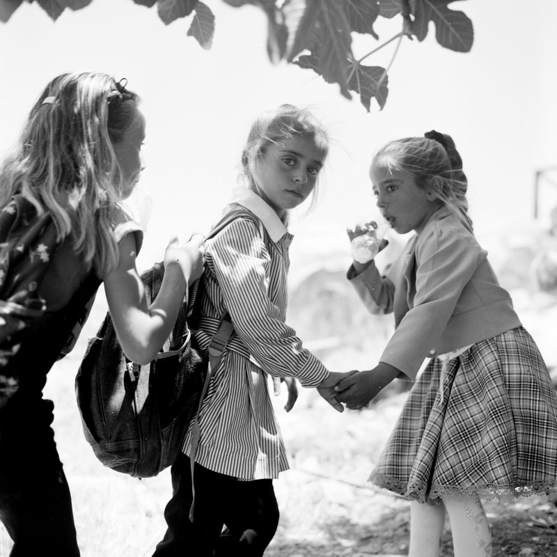 © Fabrizio Bilello - Kids on their way back home from school, escorted by IDF as they pass nearby Maon settlement. Masafer Yatta