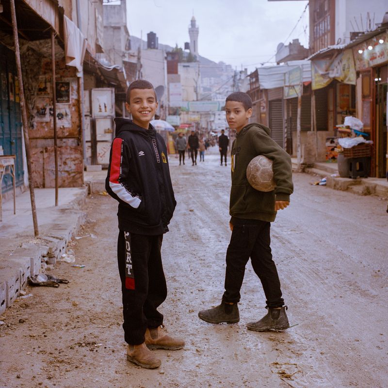 © Fabrizio Bilello - Two kids pose for a portrait in Balata refuge camp.Nablus, December 2024.
