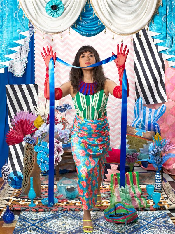 © Wawi Navarroza - "The Weightlifter Orans / Auit at Gaua (Self-Portrait with Blue Ribbon)" Wawi Navarroza, 2022 135 x 101 cm (53 x 40 inches)