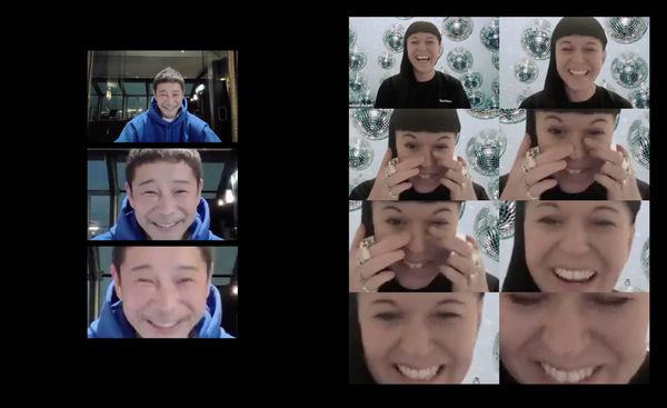 © Rhiannon Adam - Screenshots from the video call where Yusaku Maezawa invited Adam to be a part of the crew.