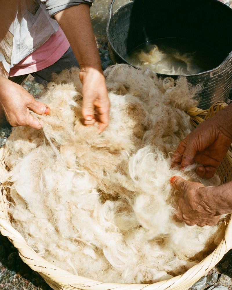 © Annissa Durar - Washing the Siroua wool by hand in the river