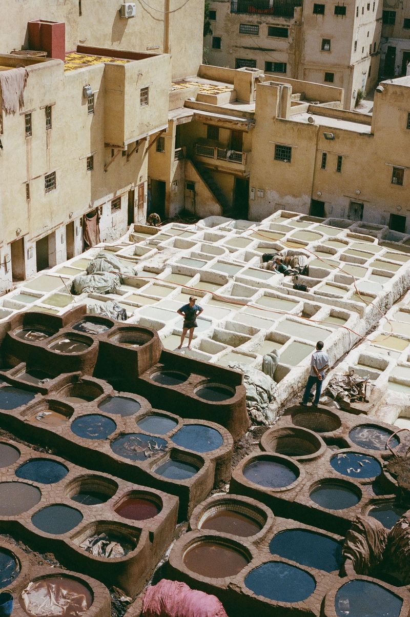 © Annissa Durar - An ancient tradition—dyeing leather in the Fez tanneries, captured from above
