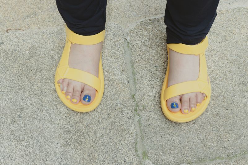 © Ana Norman Bermudez - A pilgrim's Camino-themed pedicure.