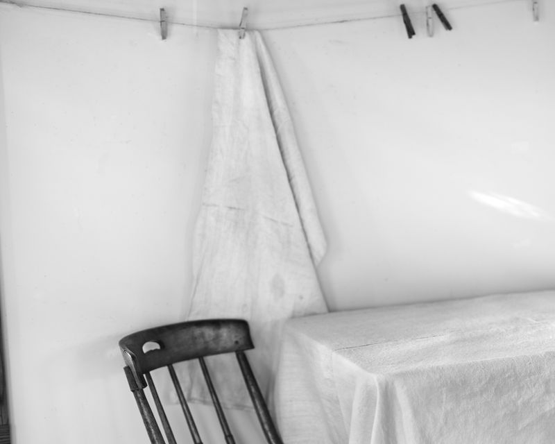 © Ruth Lauer-Manenti - Chair, Cloth and Table, archival pigment print 12" x 15", gelatin silver print 4" x 5"