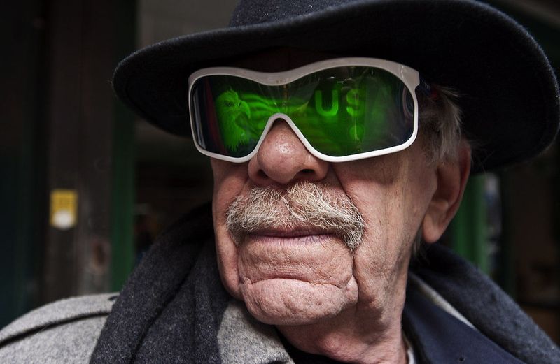 © Steven Edson - Man with USA sunglasses, NYC, NY