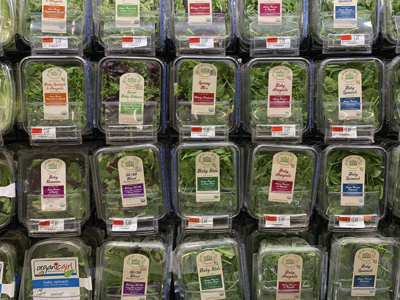 © Steven Edson - Packaged fresh leafy vegetables in clear plastic packaging.