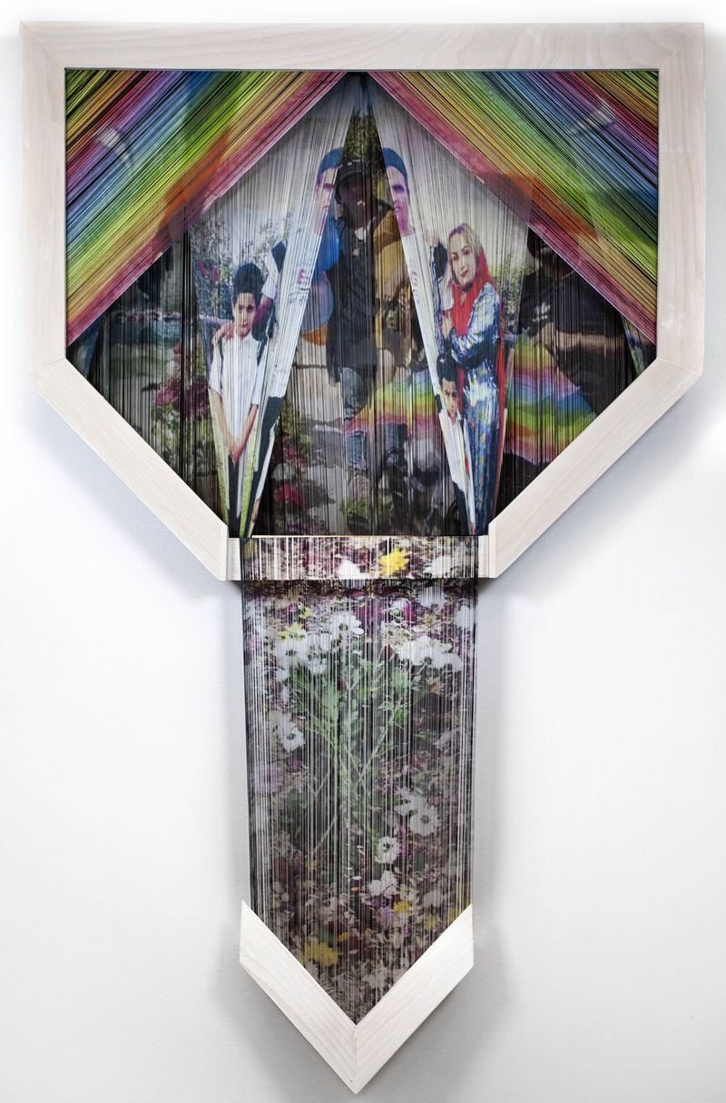 © Mona Bozorgi - Wreath: Petal 1 of 8, From Threads of Freedom series, 2024, Archival inkjet print on silk fabric, 27 x 42 in.