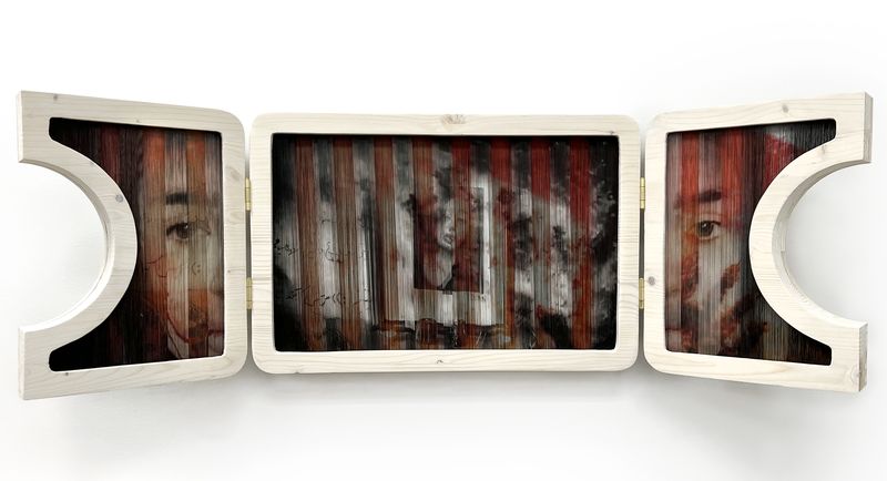 © Mona Bozorgi - Monocular II, 2025, Archival inkjet print on silk fabric (dismantled), 39.5 x 13 in.