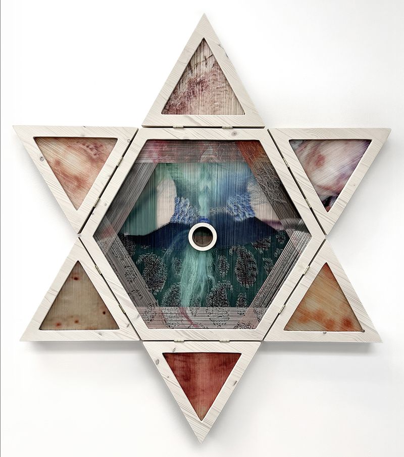 © Mona Bozorgi - Unflinching, 2025, Archival inkjet print on silk fabric (dismantled), 44.5 x 39 in.