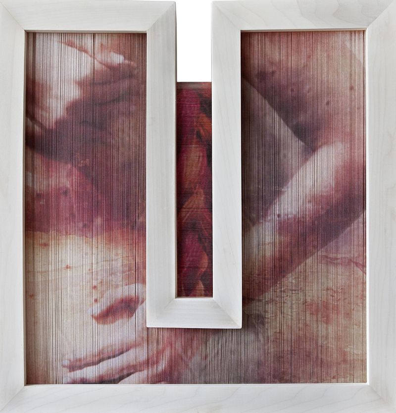 © Mona Bozorgi - Non-Lethal, From Threads of Freedom series, 2024, Archival inkjet print on silk (dismantled), 23 x 23 in.