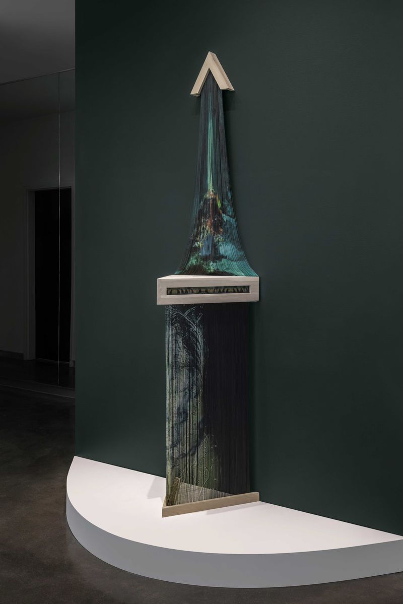 © Mona Bozorgi - Peacock, 2026, From Threads of Freedom series, Archival inkjet print on silk fabric.