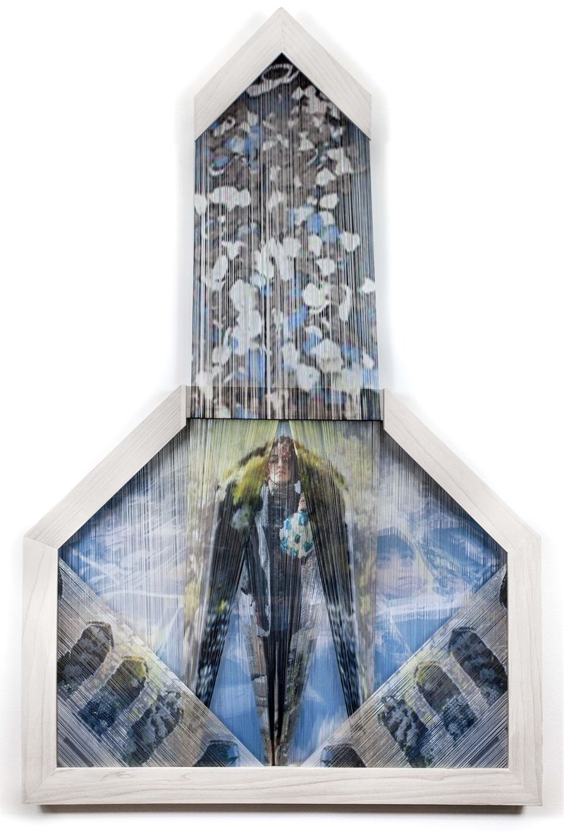 © Mona Bozorgi - Wreath: Petal 5 of 8, From Threads of Freedom series, 2024, Archival inkjet print on silk fabric, 27 x 42 in.