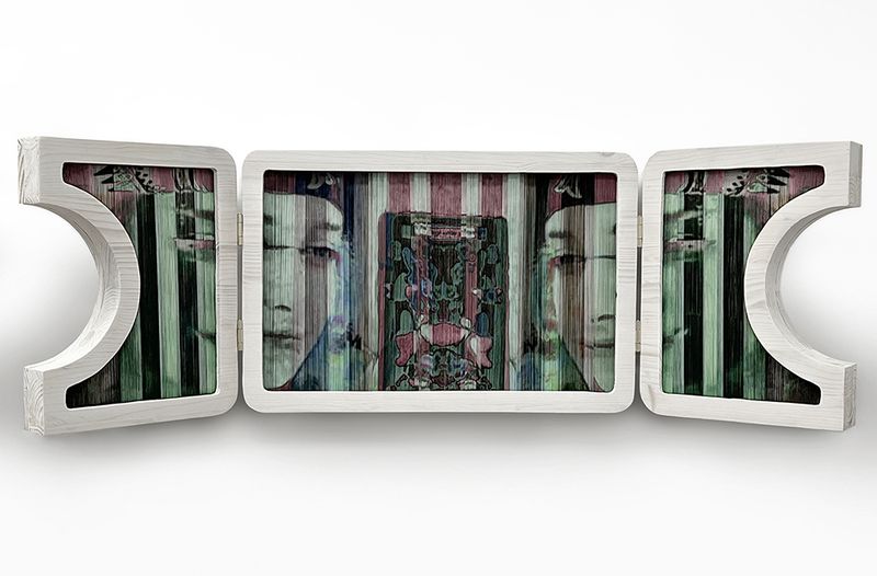 © Mona Bozorgi - Monocular III, 2025, Archival inkjet print on silk fabric (dismantled), 39.5 x 13 in.