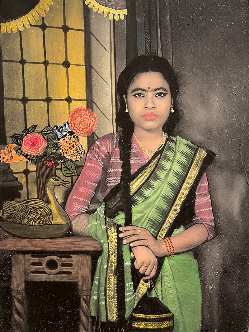 © Cheryl  Mukherji - Bithika Roy Choudhary (Naane's matrimonial photo), Hand-tinted archival print, 15 x 20 inches, 2022
