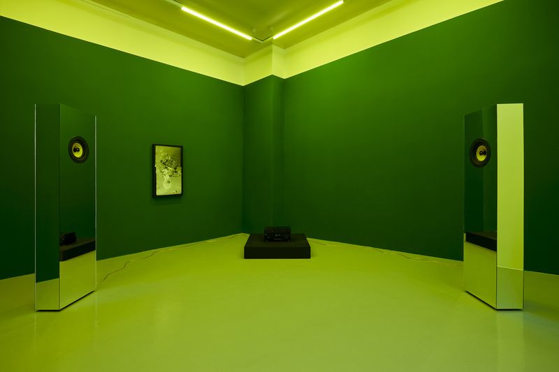© Peter Watkins - Mother Tongue, Twin Sound Columns, Tape Deck and Amplifier, Looped 60 minute Audiocassette