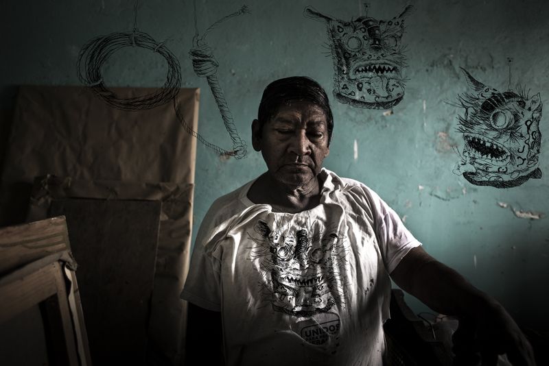 © Yael Martínez - The tigerPortrait and tiger masks from Zitlala Guerrero. Intervened photography