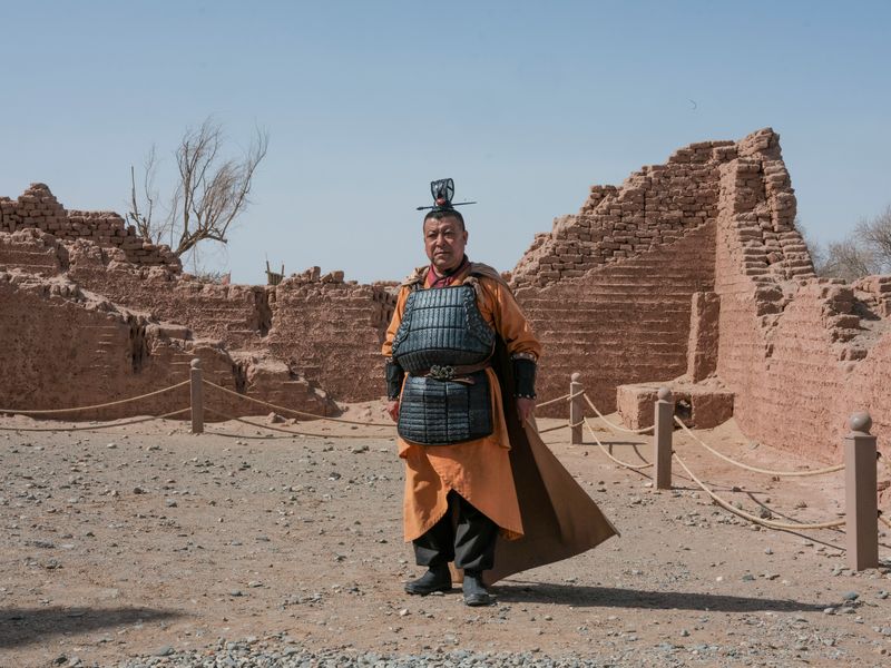 © Pan Wang - March 14, 2025, at Yangguan, Gansu Province, China, a gatekeeper at the scenic area.