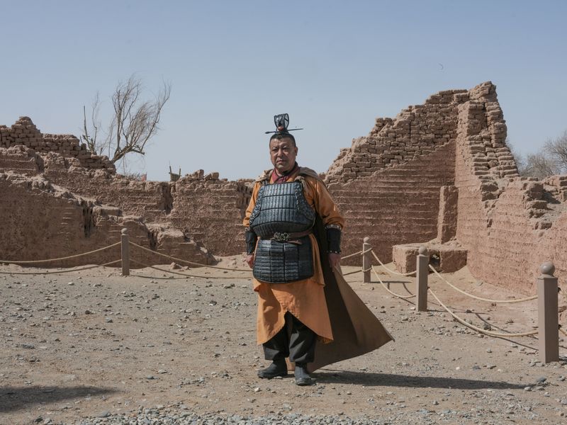 © Pan Wang - March 14, 2025, at Yangguan, Gansu Province, China, a gatekeeper at the scenic area.