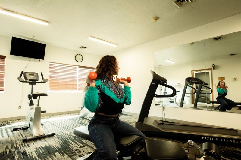 © William Hohe - Charlotte stares intensely into the mirror of the Comfort Inn in Cheyenne, WY.
