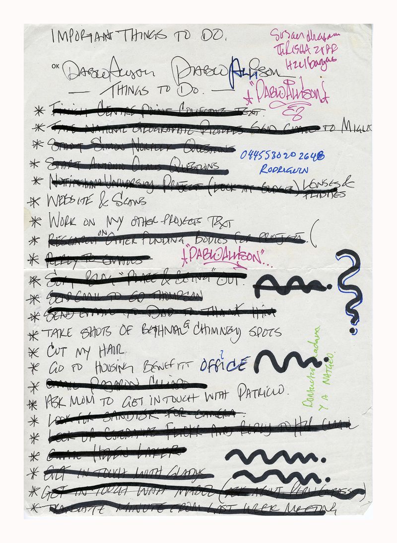 © Roxana and Pablo Allison - Things to do list, 2013
