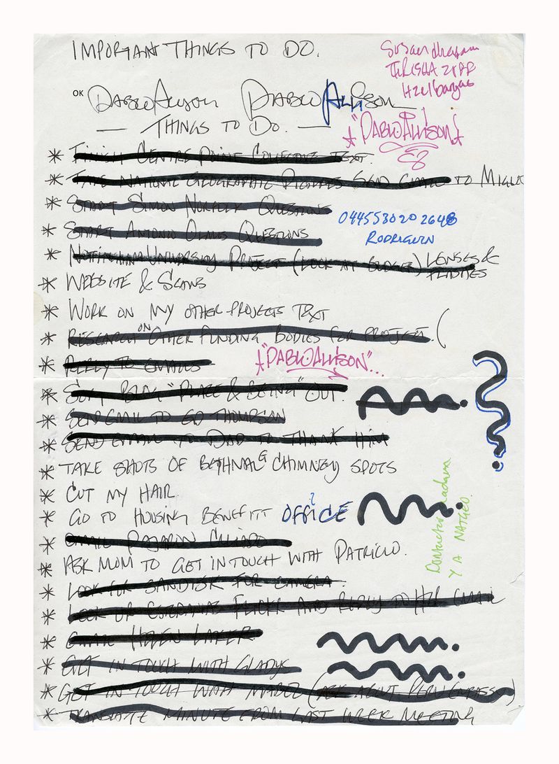 © Roxana and Pablo Allison - Things to do list, 2013