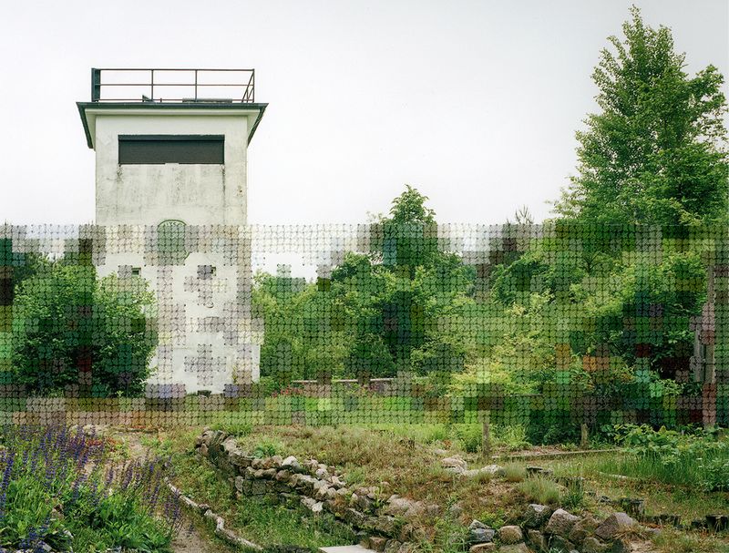 © Diane Meyer - Former Guard Tower, Deutsche Waldjugend Nature Conservancy, Hand Sewn Archival Ink Jet Print, 2019