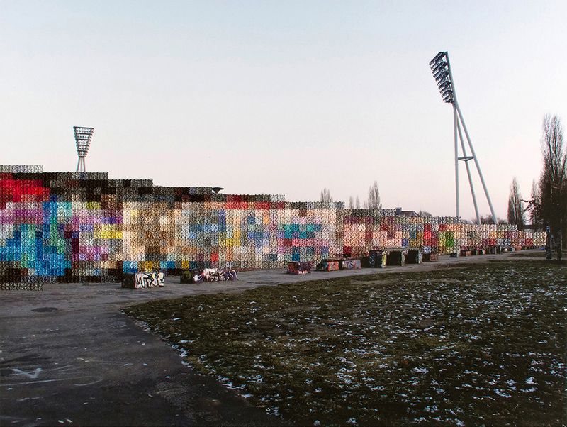 © Diane Meyer - Mauer Park, Hand Sewn Archival Ink Jet Print, 2012