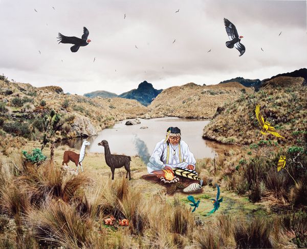 © Karen Miranda-Rivadeneira - medicine man and his helpers, oil paint intervention of Luis Toaquiza