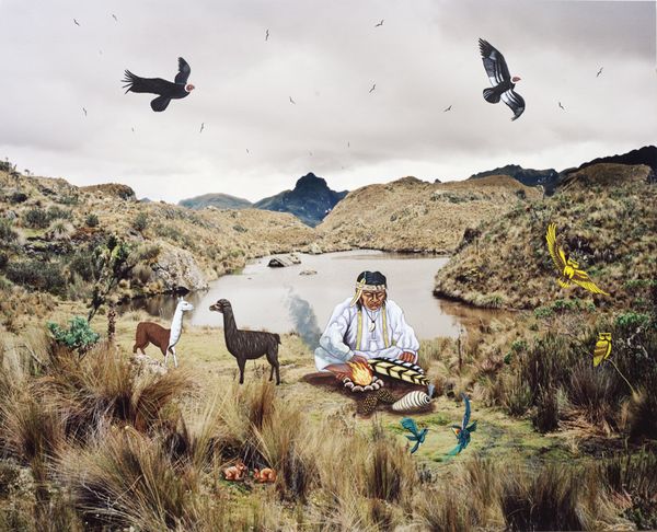 © Karen Miranda-Rivadeneira - medicine man and his helpers, oil paint intervention of Luis Toaquiza