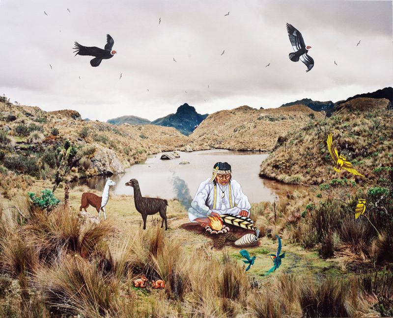 © Karen Miranda-Rivadeneira - medicine man and his helpers, oil paint intervention of Luis Toaquiza