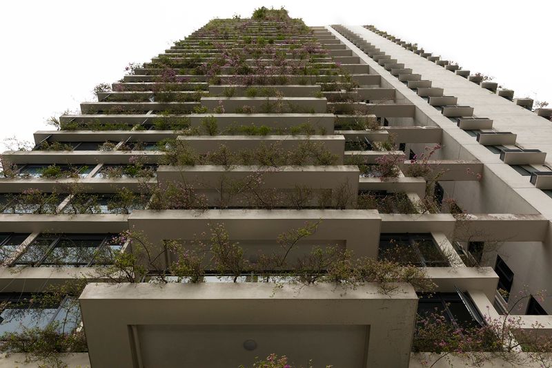 © Francesca Pompei - The facade of one building in the central blocks of Forest city.