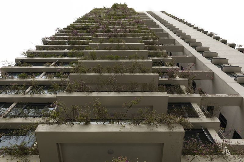 © Francesca Pompei - The facade of one building in the central blocks of Forest city.