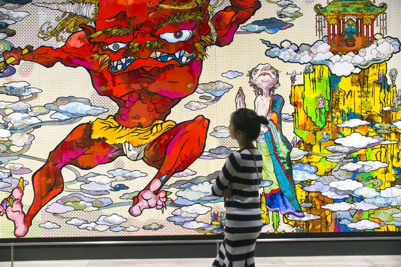 © José Reis - Dwarfed by Takashi Murakami’s “The 500 Arhats” at the Mori Art Museum in Tokyo, Japan. (2015)