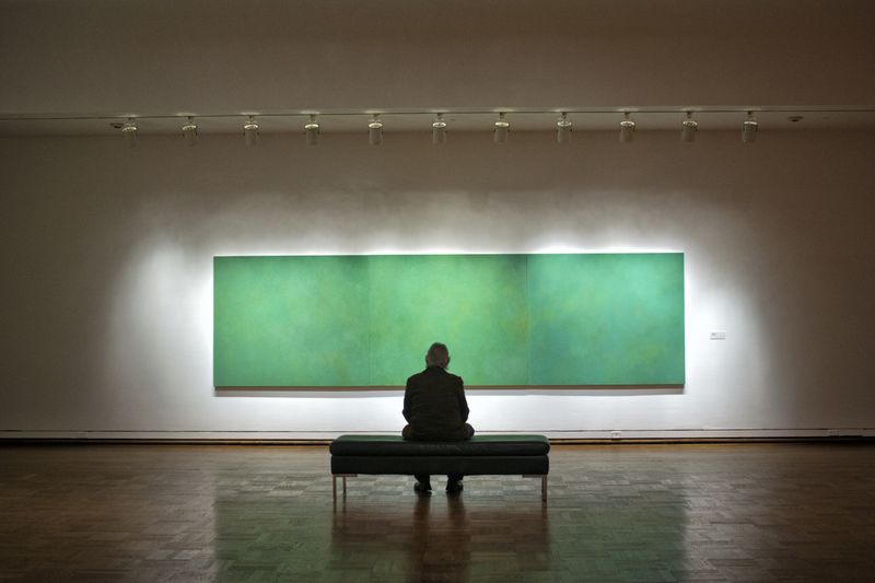 © José Reis - With Anne Appleby’s “The River 2013” at the Portland Art Museum in Portland, Oregon, U.S.A. (2013)