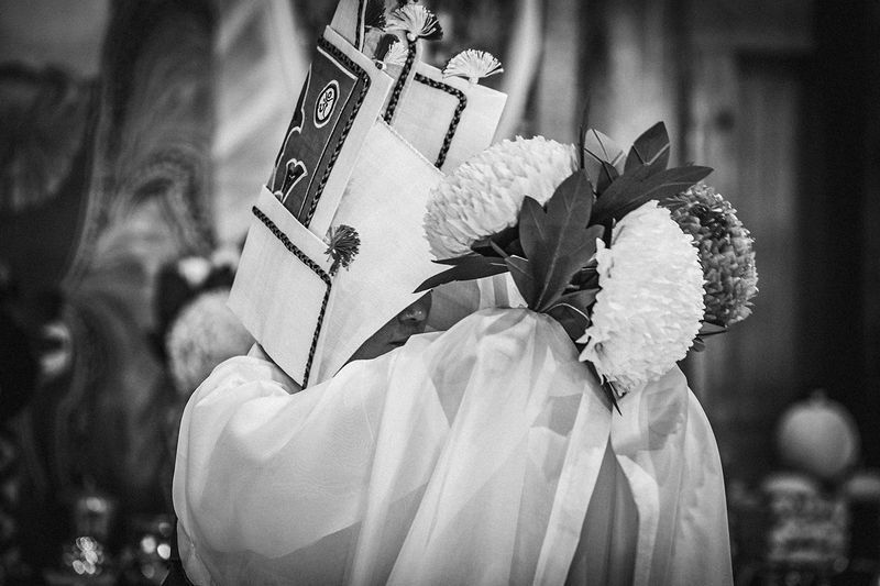 © Min A Choi - Ceremonial headdress and paper flowers, detail. Jingwansa Temple, 2026.