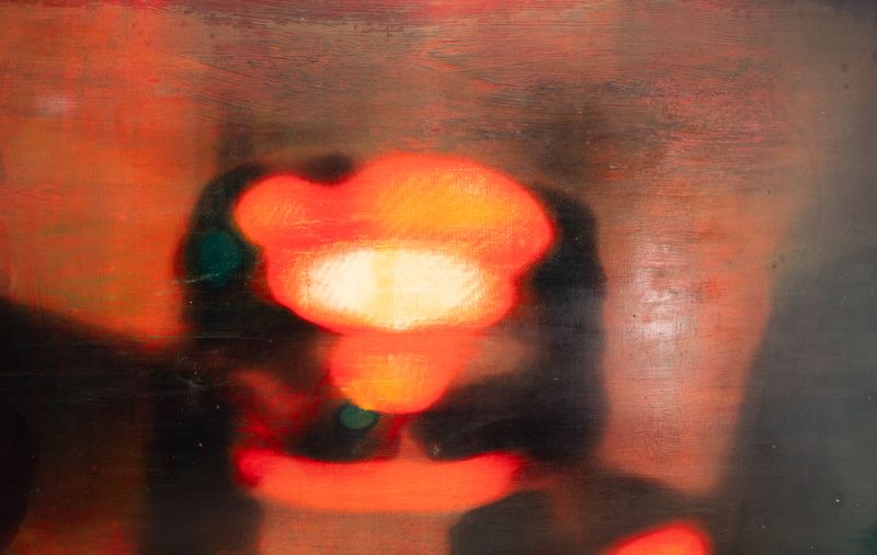 © Alexa Mendizabal - Alexa Mendizabal, 2025, "El Vaso o La Candela", Serigraph on wood, shellac, 36" x 23"