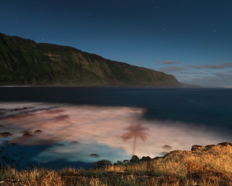 © Shannon Benine - The Pali (Sea Cliffs) at Night, Kalaupapa, 2015, 32 x 40 inches, archival inkjet print