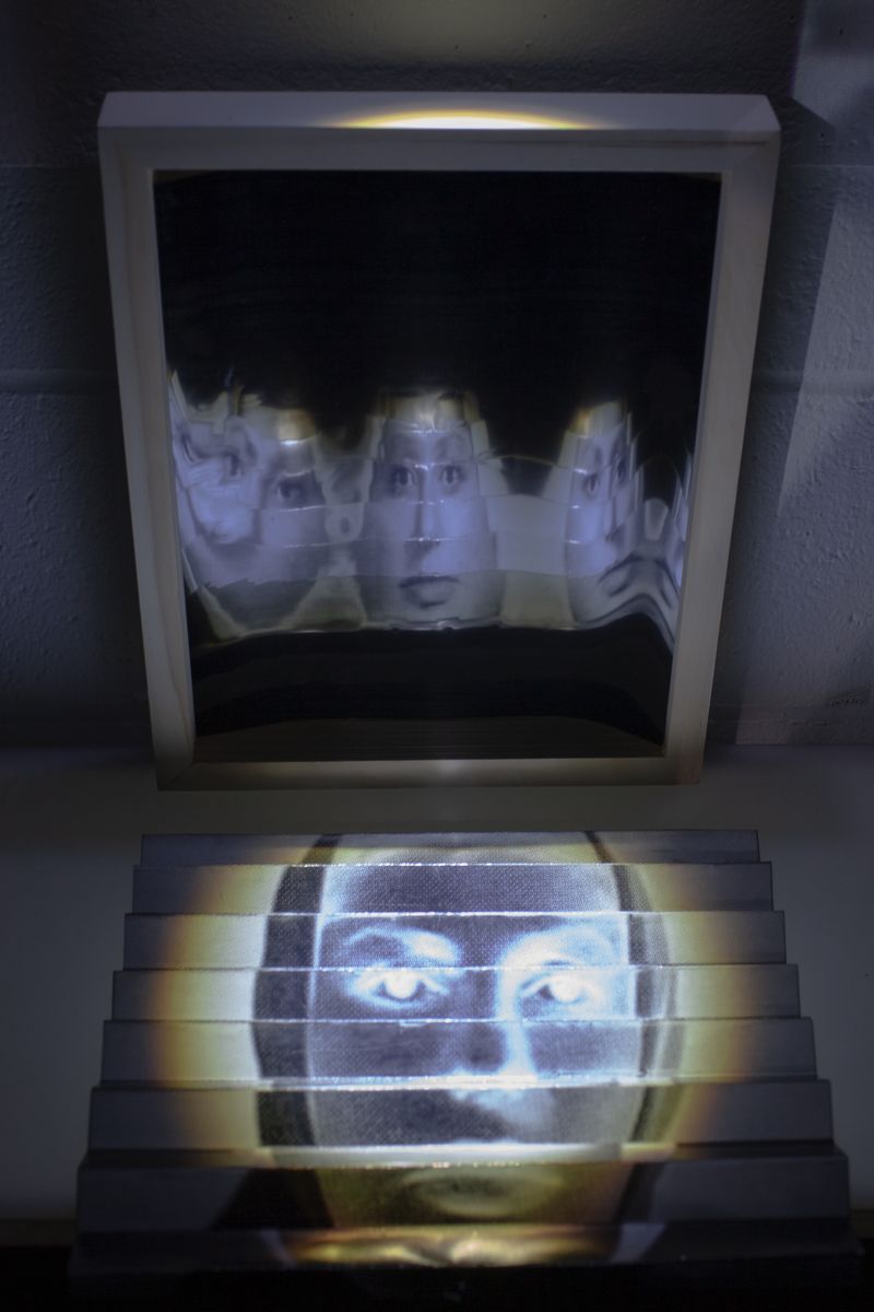 © Zahra Babaei - Specter,  installation with a black mirror and paper, 17x11x10", 2024