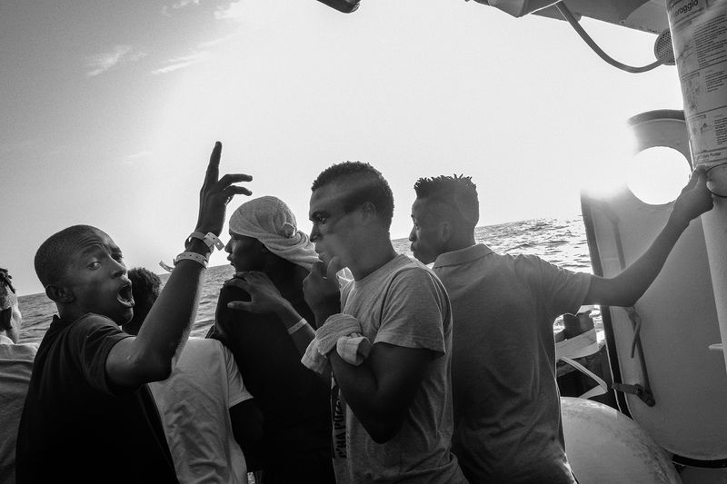 © Francesco Bellina - Rescued men on board of the ship Mare Jonio.