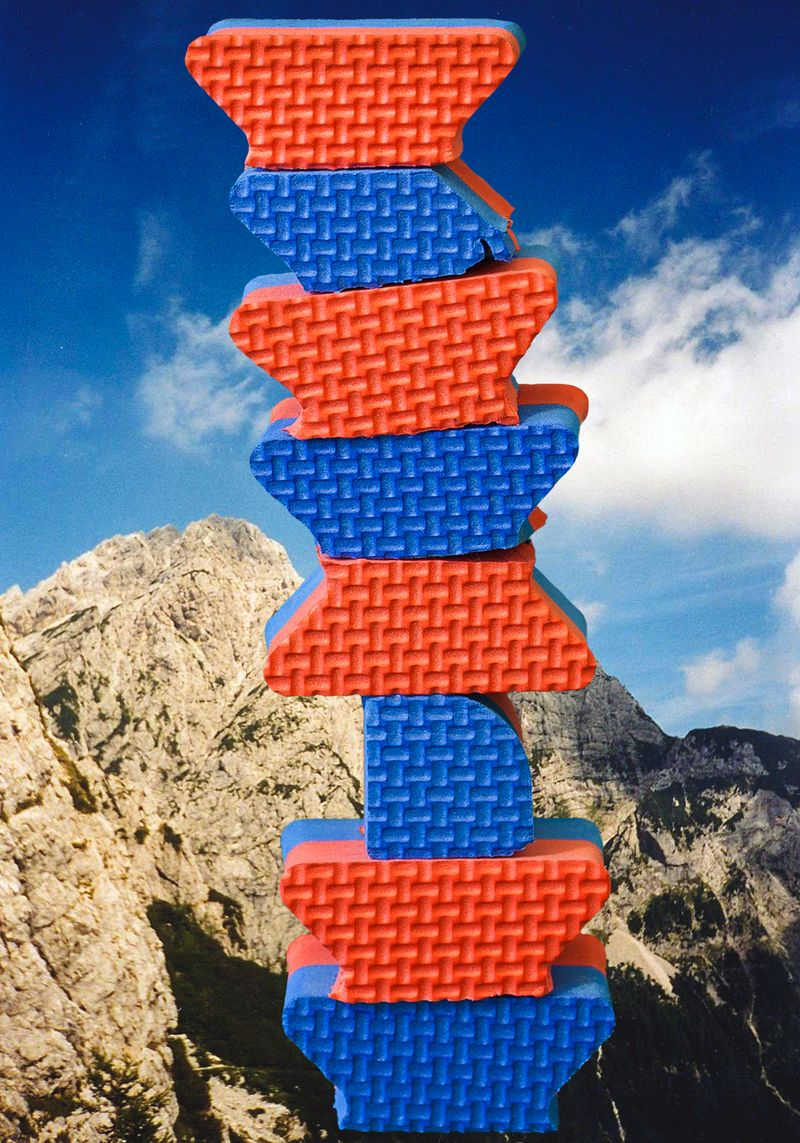 © Lucija Rosc - Behind the tatami tower is an archival photograph of Slovenian mountains taken by my grandfather.