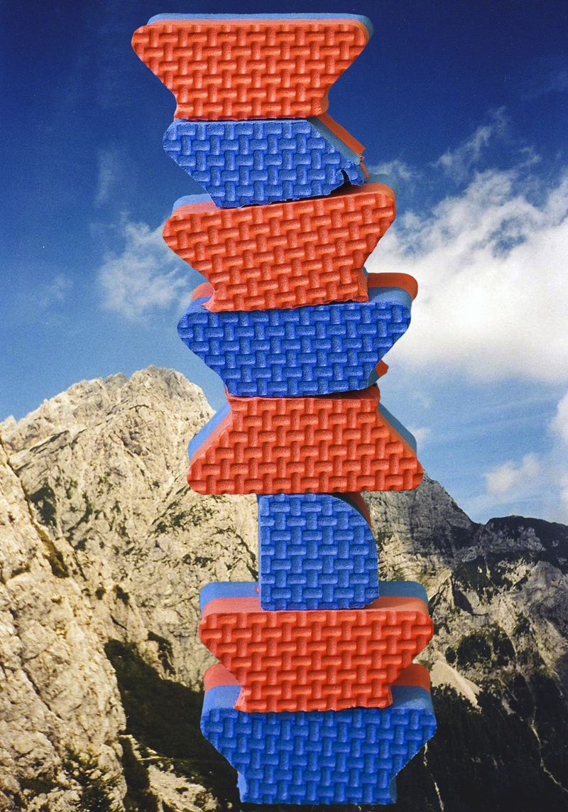 © Lucija Rosc - Behind the tatami tower is an archival photograph of Slovenian mountains taken by my grandfather.