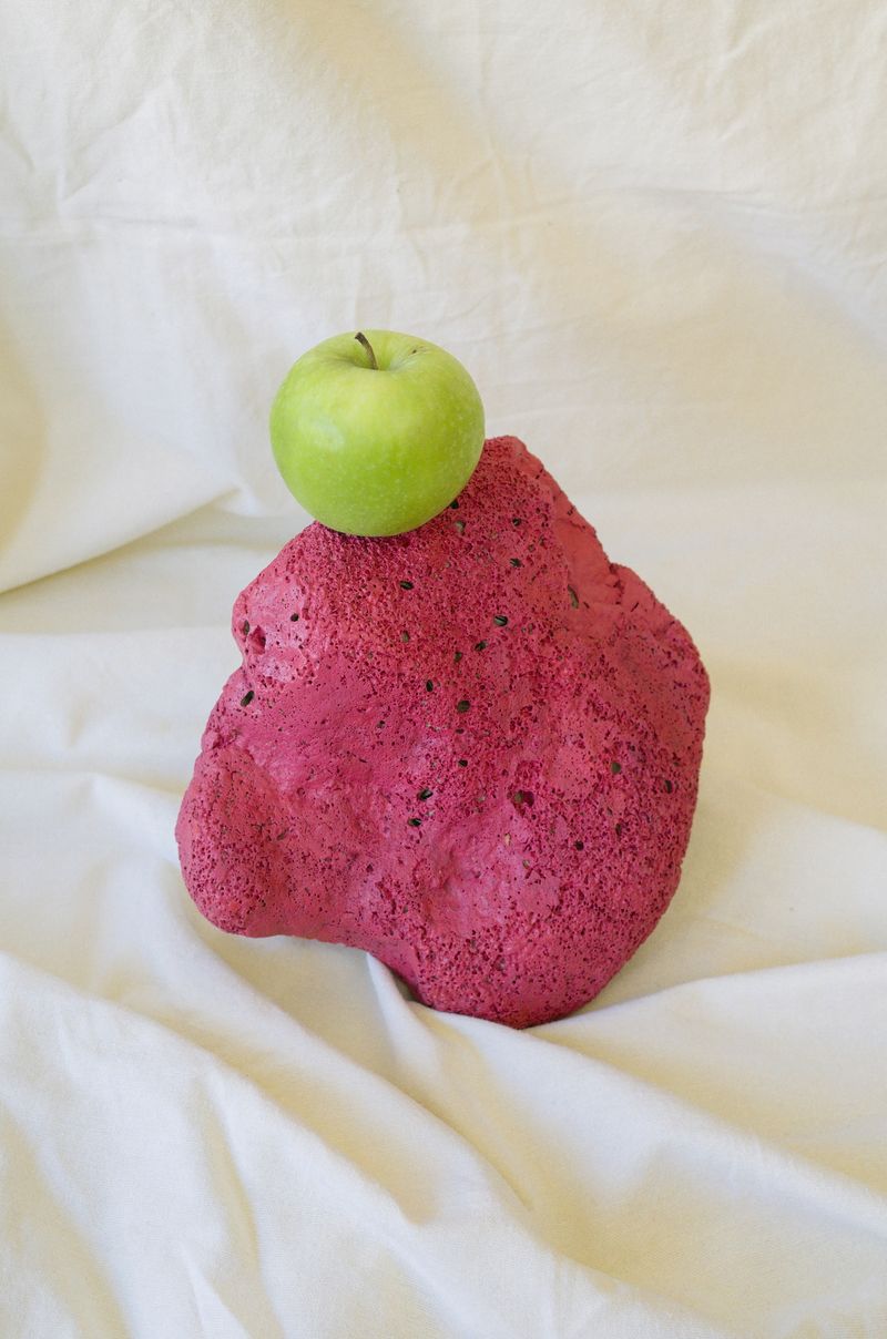 © Lucija Rosc - Homegrown apple on a painted stone.
