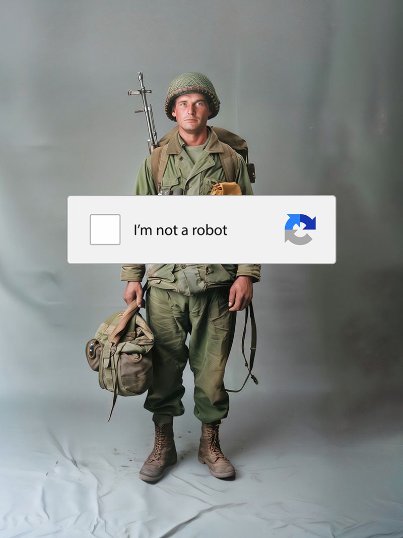 © Filippo Venturi - Ukrainian soldier. Image generated with artificial intelligence and graphically modified.