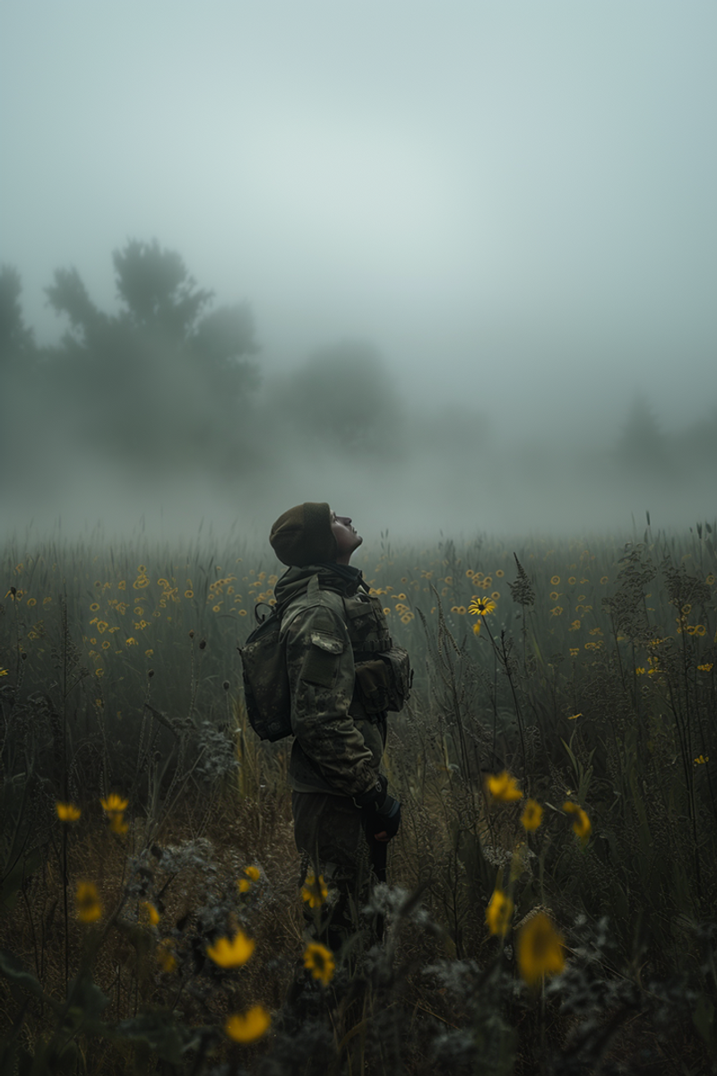 © Filippo Venturi - A soldier scans the sky. Image generated with artificial intelligence.