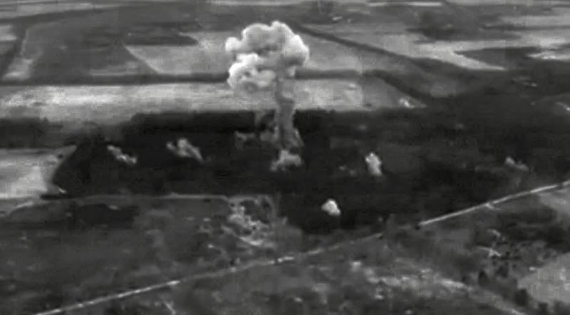 © Filippo Venturi - Frame extracted from video footage of a Ukrainian drone filming a coordinated bombardment.